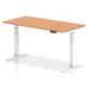 Air 1600 x 800mm Height Adjustable Desk Oak Top White Leg