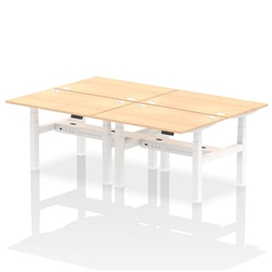 Air Back-to-Back 1200 x 800mm Height Adjustable 4 Person Bench Desk Maple Top CP White Frame