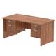 Impulse 1600 x 800mm Straight Desk Walnut Top Panel End Leg 2 x 2 Drawer Fixed Pedestal
