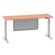Air 1800 x 600mm Height Adjustable Desk Beech Top Cable Ports Silver Leg With Silver Steel Modesty Panel
