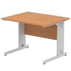 Impulse 1000 x 800mm Straight Desk Oak Top Silver Cable Managed Leg