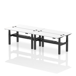 Air Back-to-Back 1600 x 600mm Height Adjustable 4 Person Bench Desk White Top CP Black Frame