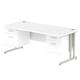 Impulse 1800 x 800mm Straight Desk White Top Silver Cantilever Leg 2 x 2 Drawer Fixed Pedestal