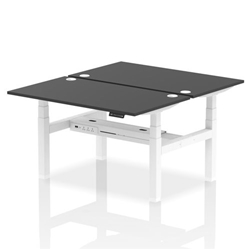 Air Back-to-Back 1400 x 800mm Height Adjustable 2 Person Bench Desk Black Top CP White Frame