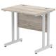 Impulse 800 x 600mm Straight Desk Grey Oak Top Silver Cantilever Leg