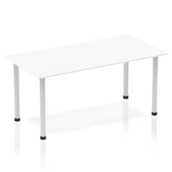 Impulse Straight Table 1400 White Post Leg Silver