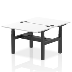 Air Back-to-Back 1200 x 800mm Height Adjustable 2 Person Bench Desk White Top CP Black Frame