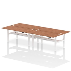 Air Back-to-Back 1800 x 800mm Height Adjustable 4 Person Bench Desk Walnut Top CP White Frame