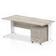 Impulse 1800 x 800mm Straight Desk Grey Oak Top White Cable Managed Leg with 3 Drawer Mobile Pedestal