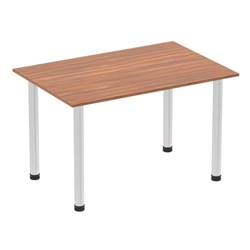 Impulse 1200mm Straight Table Walnut Top Brushed Aluminium Post Leg