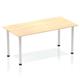Impulse Straight Table 1400 Maple Post Leg Silver