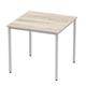 Impulse 800mm Straight Table Grey Oak Top Silver Box Frame Leg