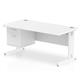 Impulse 1600 x 800mm Straight Desk White Top White Cable Managed Leg 1 x 2 Drawer Fixed Pedestal