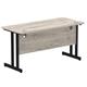 Impulse 1400 x 600mm Straight Desk Grey Oak Top Black Cantilever Leg