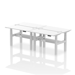 Air Back-to-Back 1200 x 600mm Height Adjustable 4 Person Bench Desk White Top CP Silver Frame