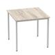 Impulse 800mm Straight Table Grey Oak Top Silver Box Frame Leg