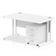 Impulse 1400 x 800mm Straight Desk White Top White Cantilever Leg with 3 Drawer Mobile Pedestal Bundle