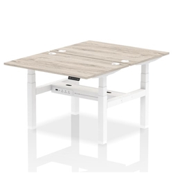 Air Back-to-Back 1200 x 800mm Height Adjustable 2 Person Bench Desk Grey Oak Top CP White Frame