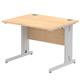 Impulse 1000 x 800mm Straight Desk Maple Top Silver Cable Managed Leg