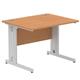 Impulse 1000 x 800mm Straight Desk Oak Top Silver Cable Managed Leg