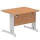 Impulse 1000 x 800mm Straight Desk Oak Top Silver Cable Managed Leg