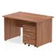 Impulse 1200 x 800mm Straight Desk Walnut Top Panel End Leg with 2 Drawer Mobile Pedestal Bundle