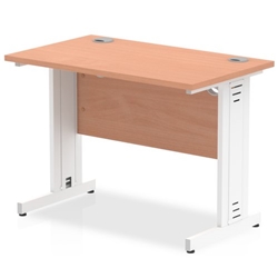 Impulse 1000 x 600mm Straight Desk Beech Top White Cable Managed Leg