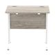 Impulse 800 x 600mm Straight Desk Grey Oak Top White Cantilever Leg