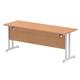 Impulse 1800/600 Rectangle Silver Cantilever Leg Desk Oak