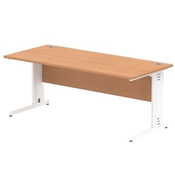 Impulse 1800/800 Rectangle White Cable Managed Leg Desk Oak