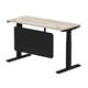 Air 1400 x 600mm Height Adjustable Desk Grey Oak Top Cable Ports Black Leg With Black Steel Modesty Panel