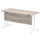 Impulse 1400 x 600mm Straight Desk Grey Oak Top White Cantilever Leg