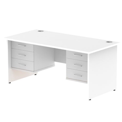 Impulse 1600 x 800mm Straight Desk White Top Panel End Leg 2 x 3 Drawer Fixed Pedestal
