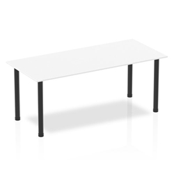 Impulse 1800mm Straight Table White Top Black Post Leg
