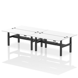 Air Back-to-Back 1800 x 800mm Height Adjustable 4 Person Bench Desk White Top CP Black Frame