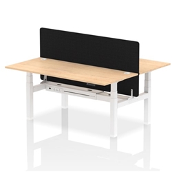 Air Back-to-Back 1800 x 800mm Height Adjustable 2 Person Bench Desk Maple Top CP White Frame with Black Straight Screen