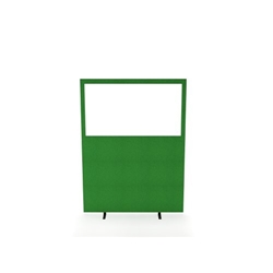 Impulse Plus Clear Half Vision 1650/1200 Floor Free Standing Screen Palm Green Fabric Light Grey Edges