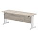 Impulse 1800 x 600mm Straight Desk Grey Oak Top Silver Cantilever Leg