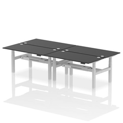 Air Back-to-Back 1600 x 800mm Height Adjustable 4 Person Bench Desk Black Top CP Silver Frame