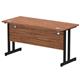 Impulse 1400 x 600mm Straight Desk Walnut Top Black Cantilever Leg