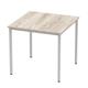 Impulse 800mm Straight Table Grey Oak Top Silver Box Frame Leg