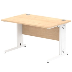 Impulse 1200/800 Rectangle White Cable Managed Leg Desk Maple
