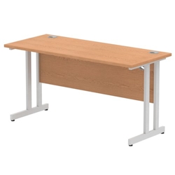 Impulse 1400/600 Rectangle Silver Cantilever Leg Desk Oak