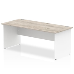 Impulse 1800 x 800mm Straight Desk Grey Oak Top White Panel End Leg