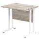 Impulse 800 x 600mm Straight Desk Grey Oak Top White Cantilever Leg