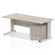 Impulse 1800 x 800mm Straight Desk Grey Oak Top Silver Cable Managed Leg with 3 Drawer Mobile Pedestal
