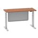 Air 1400 x 600mm Height Adjustable Desk Walnut Top Cable Ports Silver Leg With Silver Steel Modesty Panel