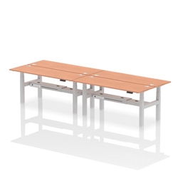 Air Back-to-Back 1800 x 600mm Height Adjustable 4 Person Bench Desk Beech Top CP Silver Frame