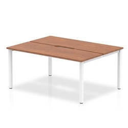 B2B White Frame Bench Desk 1400 Walnut (2 Pod)