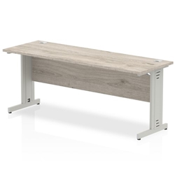 Impulse 1800 x 600mm Straight Desk Grey Oak Top Silver Cable Managed Leg